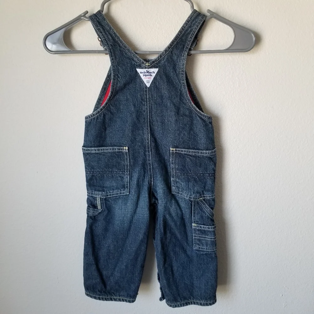 OshKosh B'Gosh Fully Lined Denim Overalls 12M with Leg Snaps
